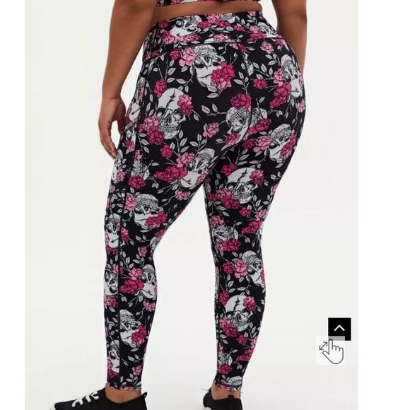 Torrid 2 (2X 18/20) Skull Roses Full Length Active Leggings w/Side Pockets New - Picture 4 of 5